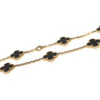 Van Cleef & Arpels Yellow Gold Onyx Vintage Alhambra Necklace 2