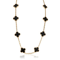 Van Cleef & Arpels Yellow Gold Onyx Vintage Alhambra Necklace fv