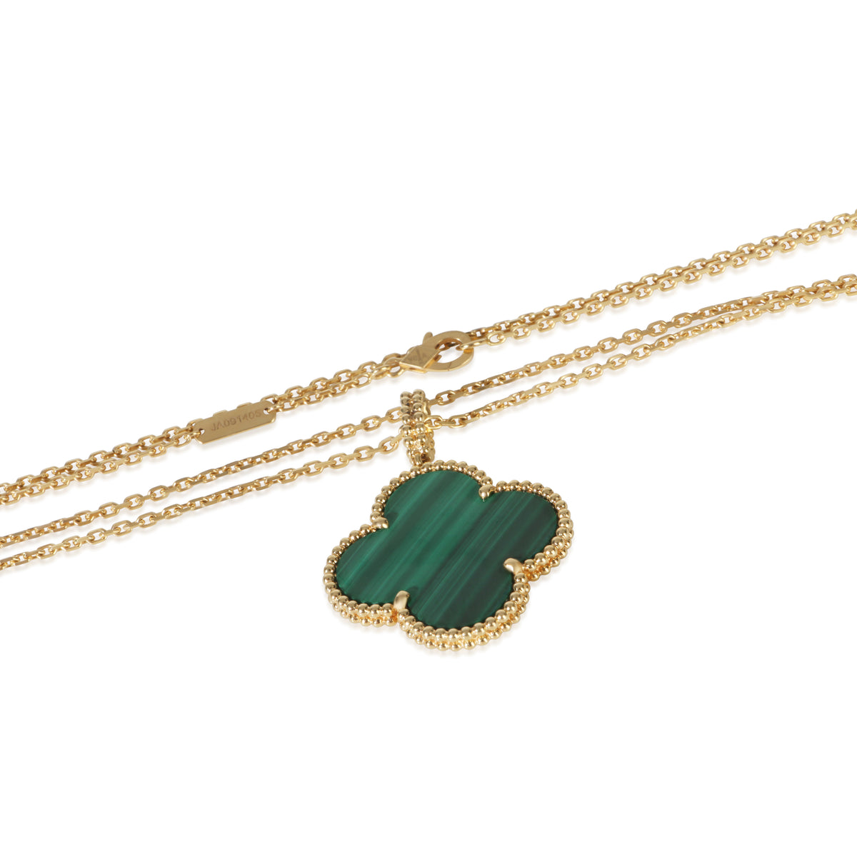 Van Cleef & Arpels Yellow Gold Malachite Magic Alhambra Necklace 2