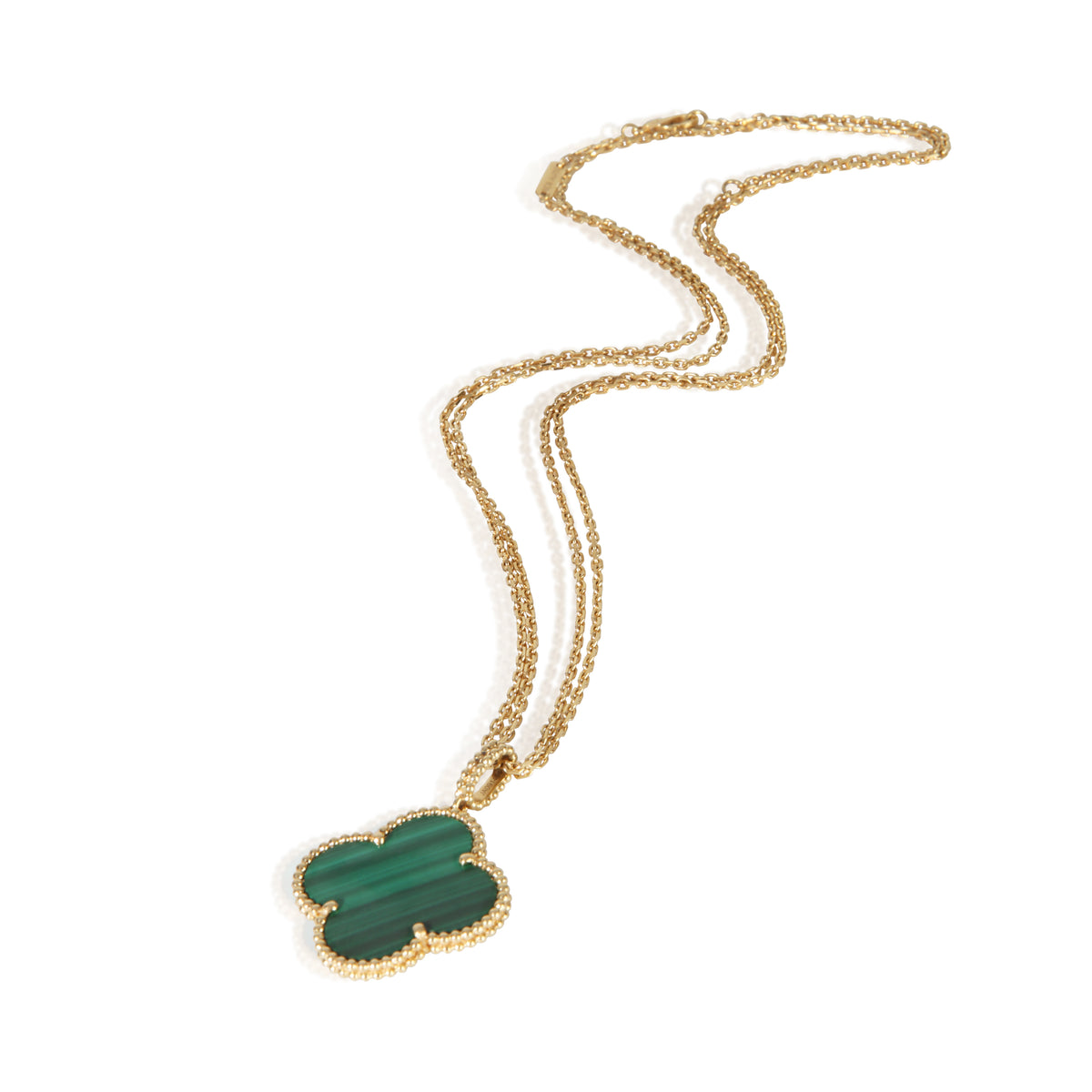 Van Cleef & Arpels Yellow Gold Malachite Magic Alhambra Necklace 3