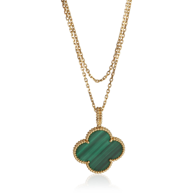 Van Cleef & Arpels Yellow Gold Malachite Magic Alhambra Necklace fv