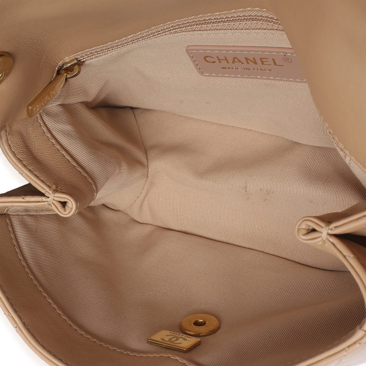 Chanel Beige Quilted Lambskin Chain Top Handle Small Flap Bag Handbag 6