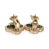 Van Cleef & Arpels Yellow Gold Malachite Vintage Alhambra Earrings 4