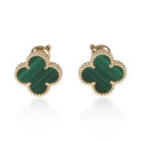 Van Cleef & Arpels Yellow Gold Malachite Vintage Alhambra Earrings fv