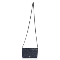 Chanel Blue Lambskin Camellia Studded Wallet on Chain Handbag 8