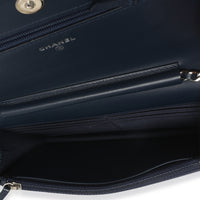 Chanel Blue Lambskin Camellia Studded Wallet on Chain Handbag 9