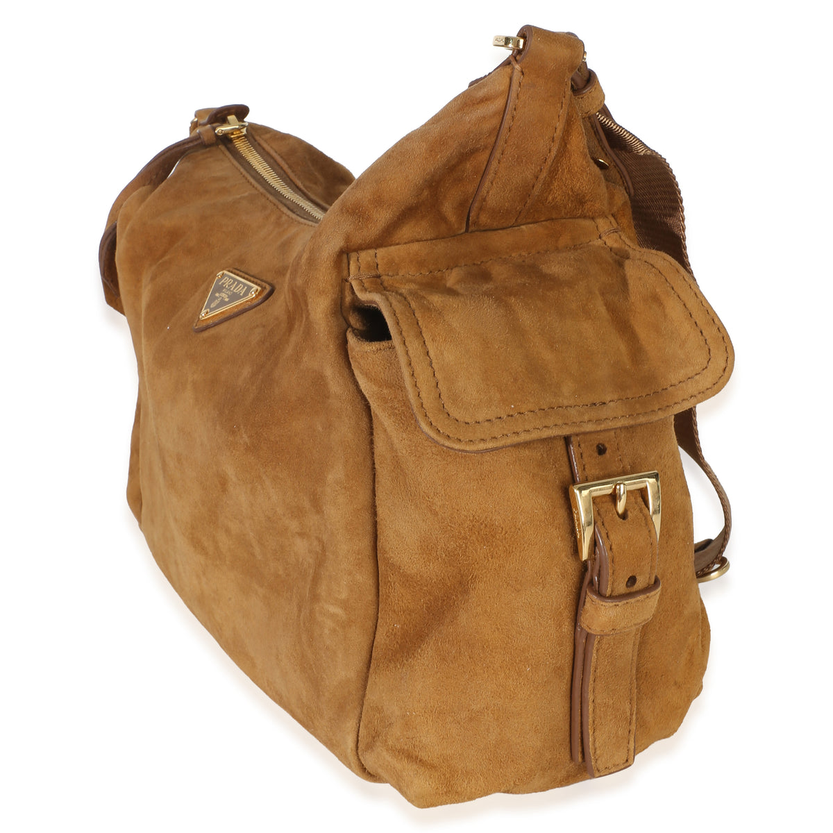 Prada Brown Suede Large Explore Shoulder Bag Handbag 2
