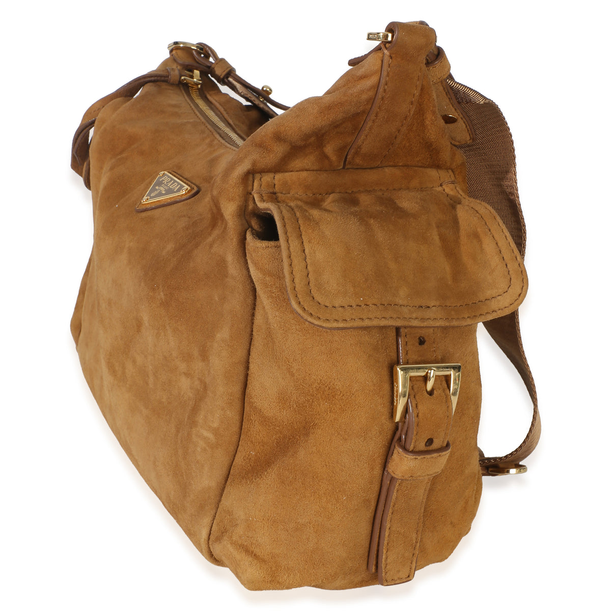 Prada Brown Suede Large Explore Shoulder Bag Handbag 3