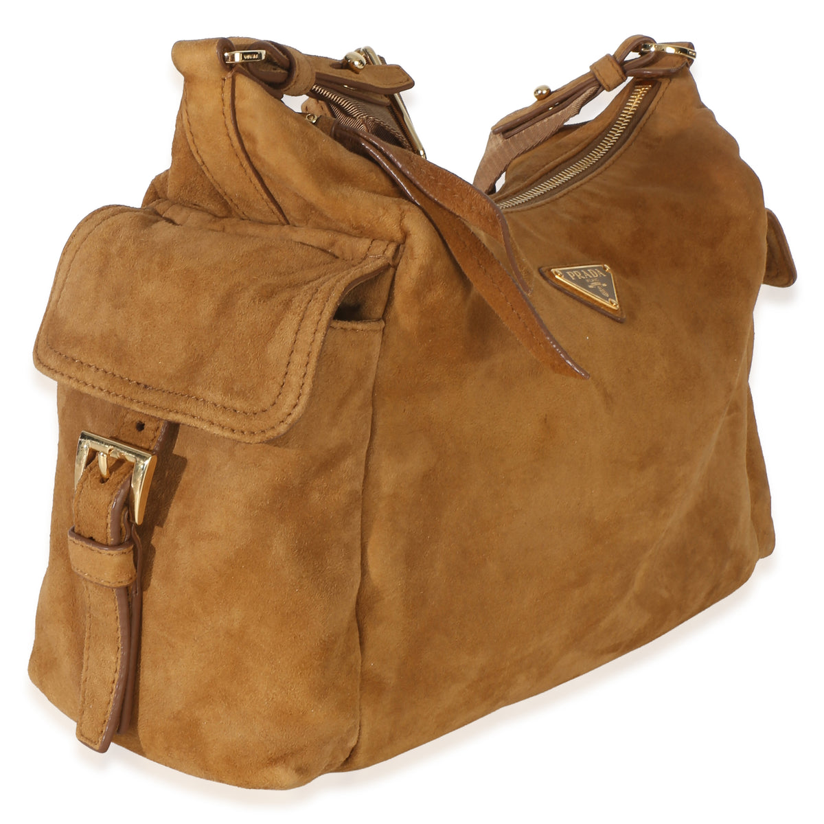 Prada Brown Suede Large Explore Shoulder Bag Handbag 4