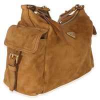 Prada Brown Suede Large Explore Shoulder Bag Handbag 4