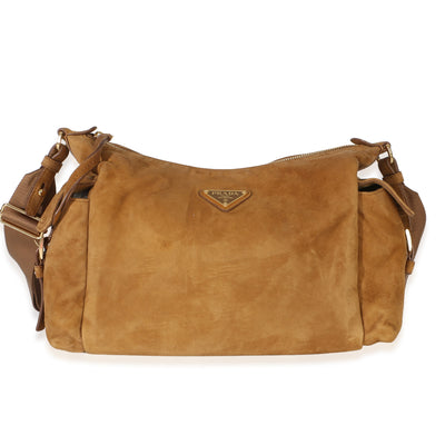 Prada Brown Suede Large Explore Shoulder Bag Handbag fv