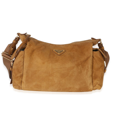 Prada Brown Suede Large Explore Shoulder Bag Handbag id