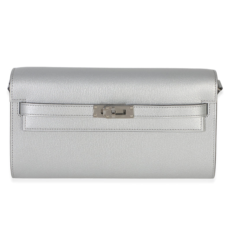 Hermès Argent Metallic Chevre Chamkilight Kelly Wallet To Go PHW Wallet id