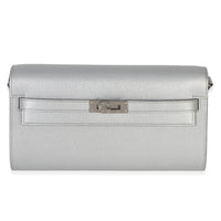 Hermès Argent Metallic Chevre Chamkilight Kelly Wallet To Go PHW Wallet id