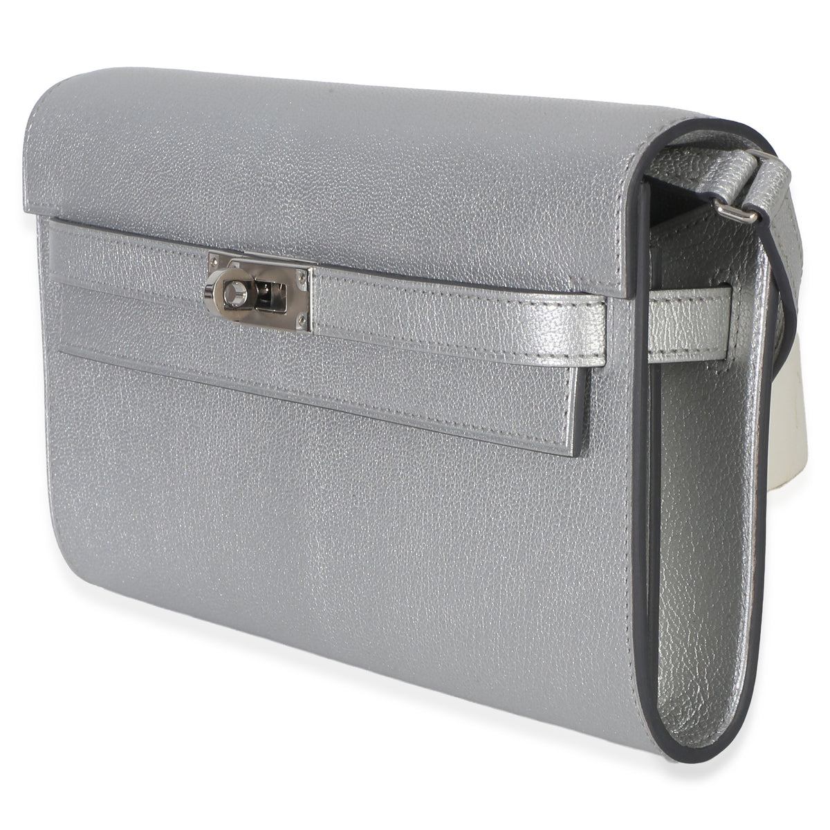 Hermès Argent Metallic Chevre Chamkilight Kelly Wallet To Go PHW Wallet 2