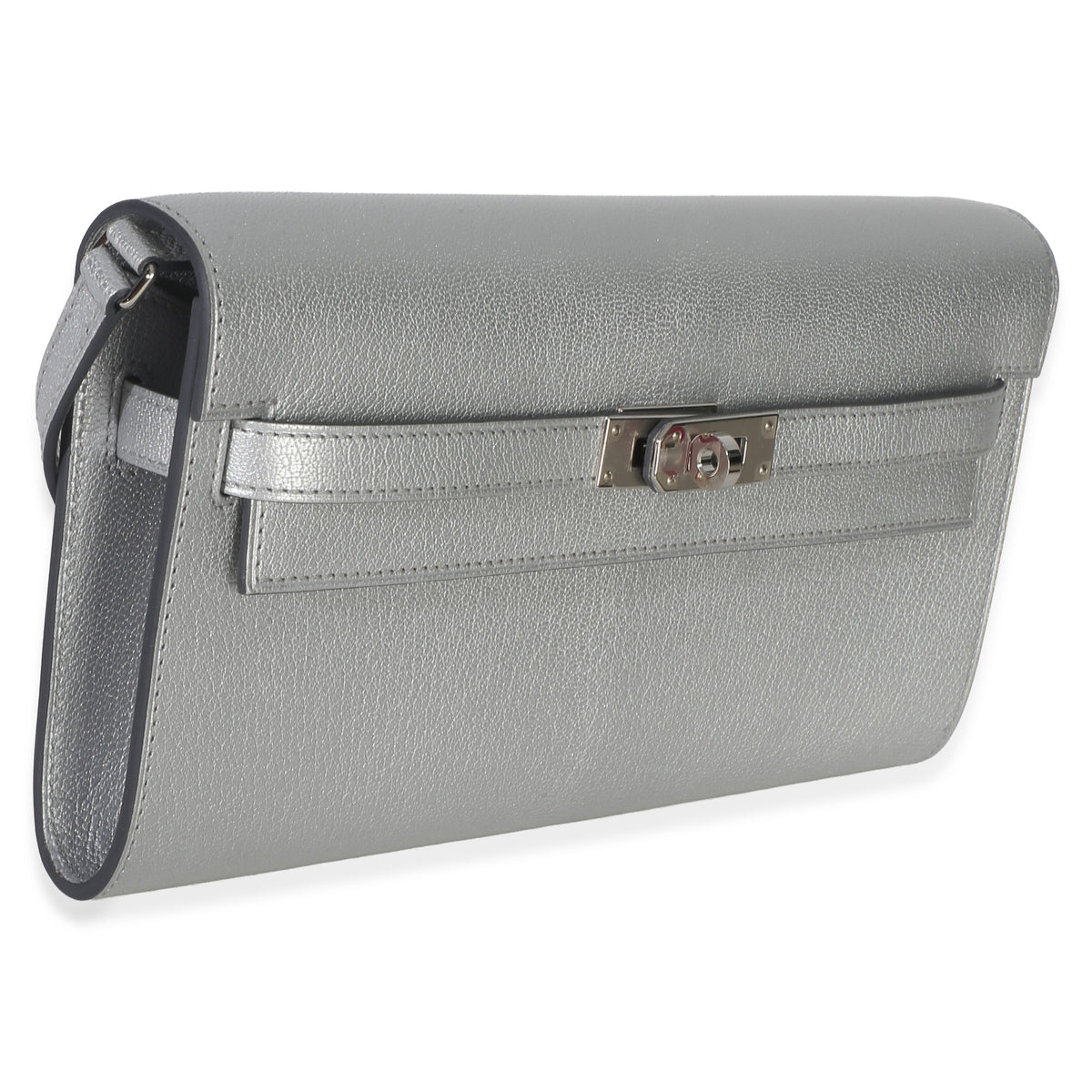 Hermès Argent Metallic Chevre Chamkilight Kelly Wallet To Go PHW Wallet 3