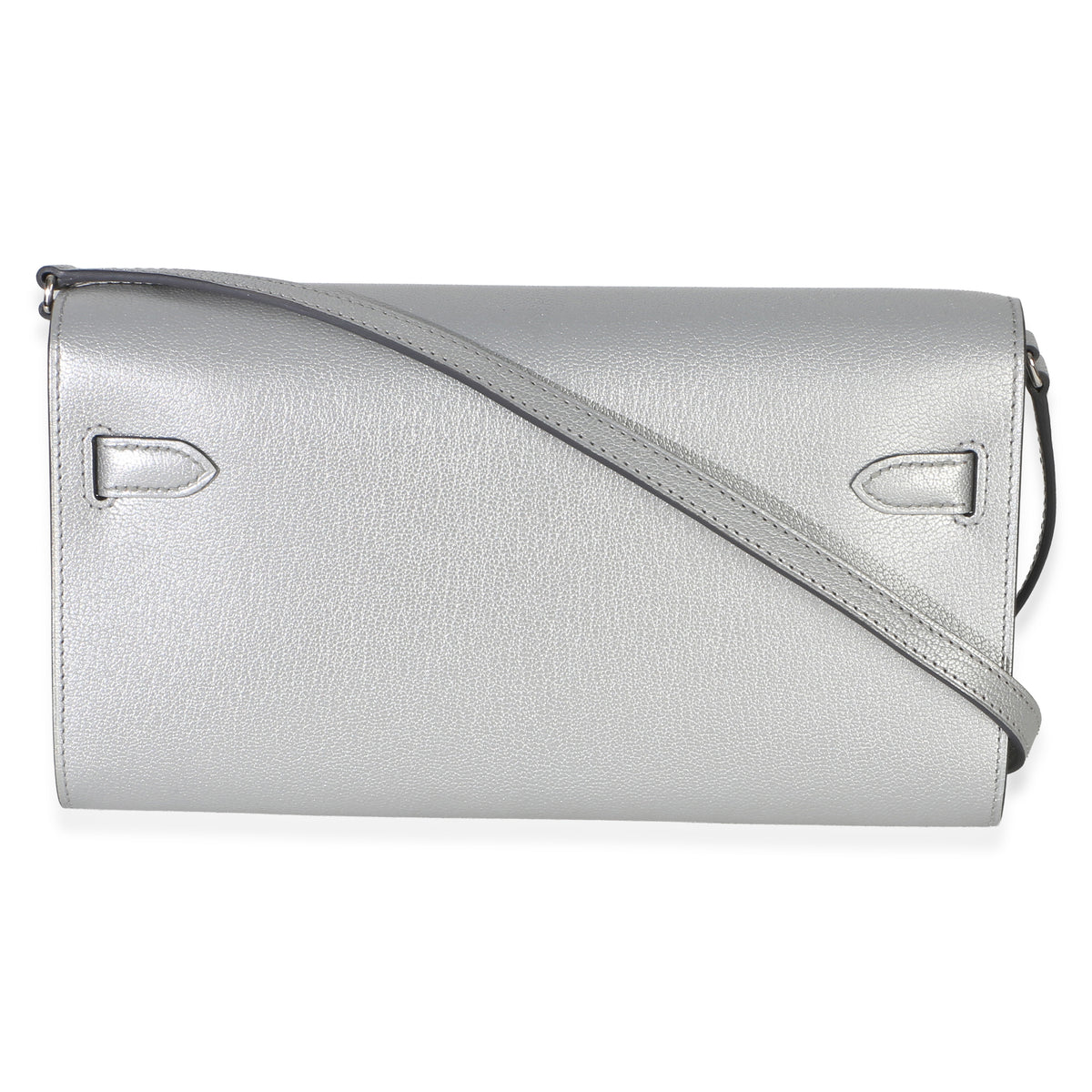 Hermès Argent Metallic Chevre Chamkilight Kelly Wallet To Go PHW Wallet 4