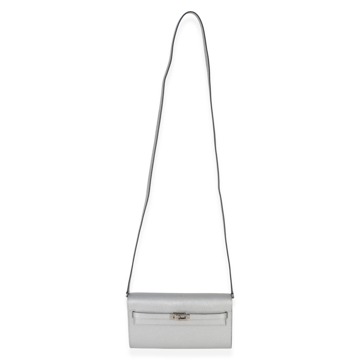 Hermès Argent Metallic Chevre Chamkilight Kelly Wallet To Go PHW Wallet 8