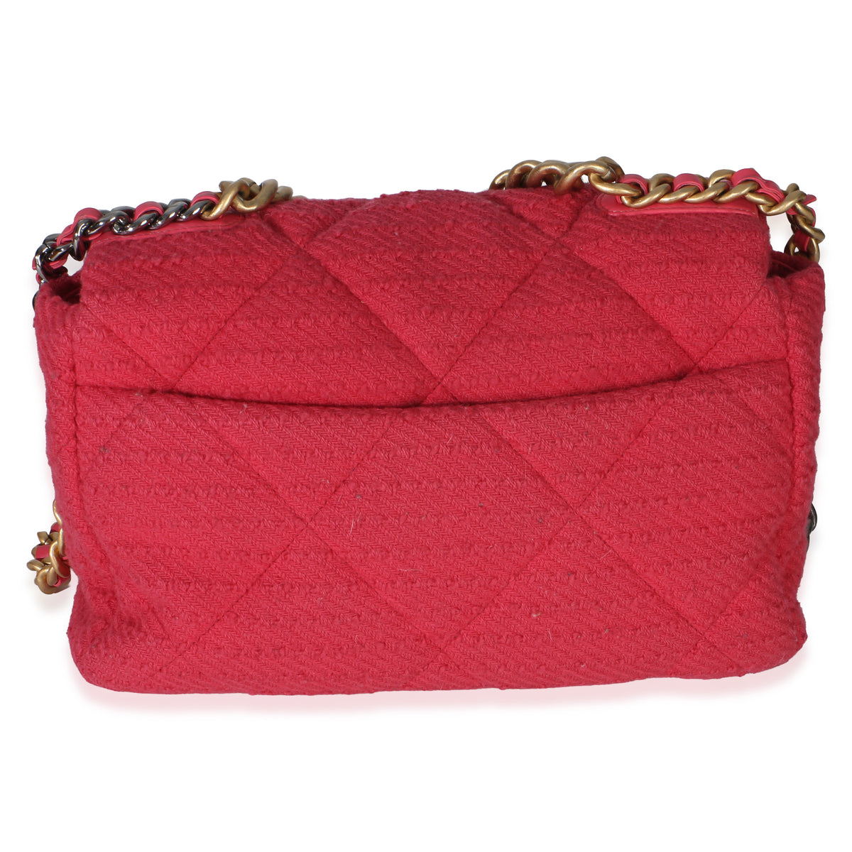 Chanel Pink Quilted Boucle Large  19 Flap Bag Handbag 4
