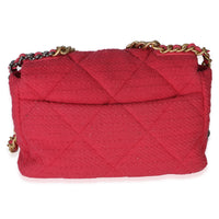 Chanel Pink Quilted Boucle Large  19 Flap Bag Handbag 4