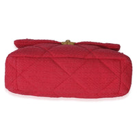 Chanel Pink Quilted Boucle Large  19 Flap Bag Handbag 5