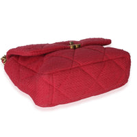 Chanel Pink Quilted Boucle Large  19 Flap Bag Handbag 7