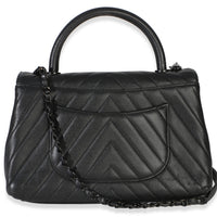 Chanel Black Caviar Chevron So Black Small Coco Top Handle Bag Handbag 5
