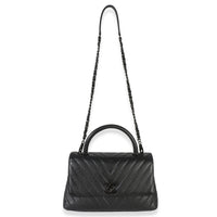 Chanel Black Caviar Chevron So Black Small Coco Top Handle Bag Handbag 9