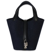 Hermès Bleu Nuit Feutre Black Swift Picotin Lock 18 PHW Handbag fv