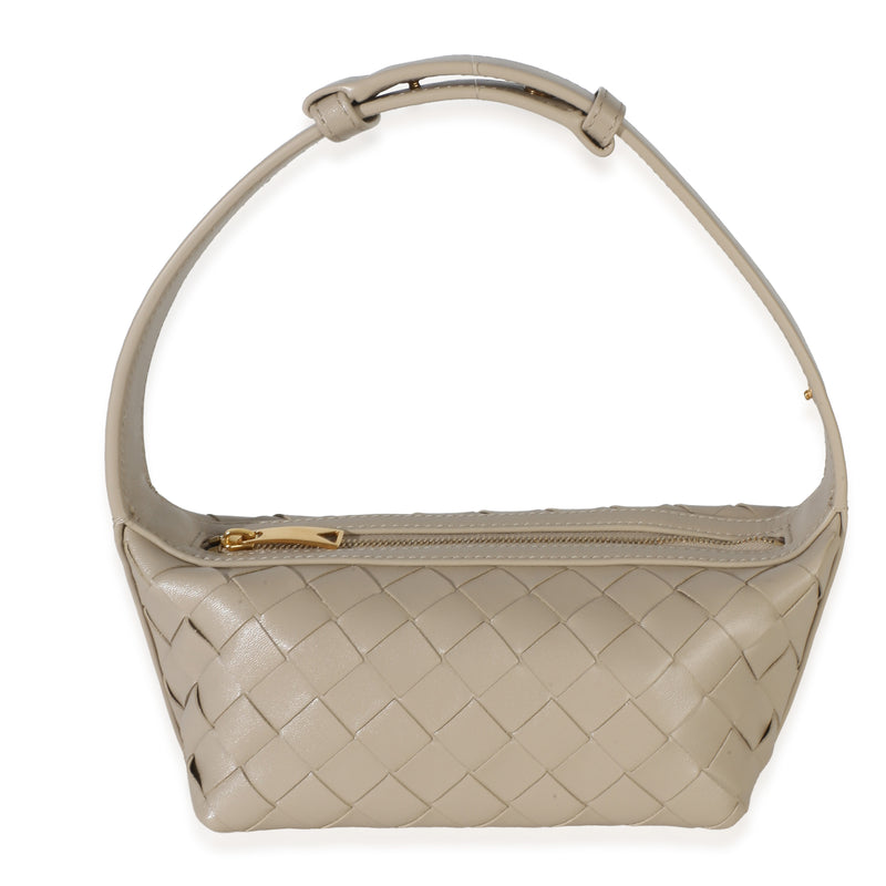Bottega Veneta Beige Nappa Intrecciato Mini Wallace Top Handle Handbag fv