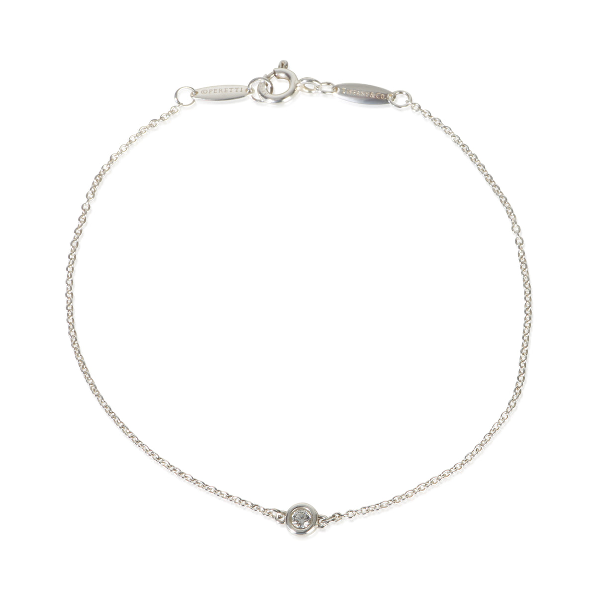 Tiffany & Co. Sterling Silver Diamond Elsa Peretti Diamond By The Yard Bracelet fv