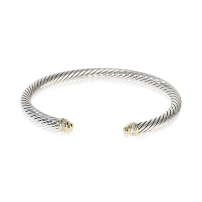 David Yurman Yellow Gold & Sterling Silver Diamond Cable Classic Bracelet fv