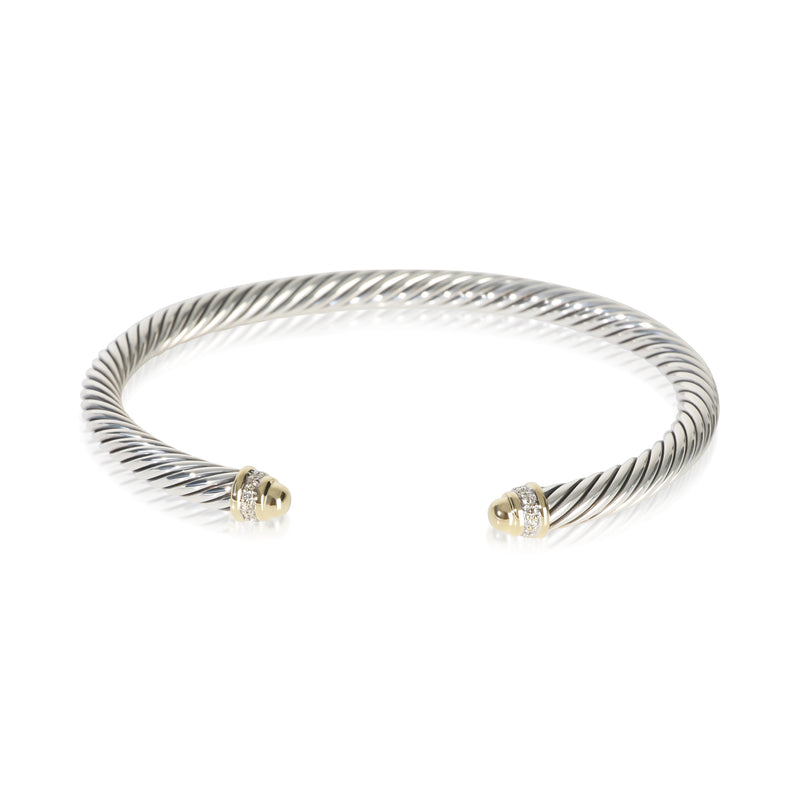 David Yurman Yellow Gold & Sterling Silver Diamond Cable Classic Bracelet fv
