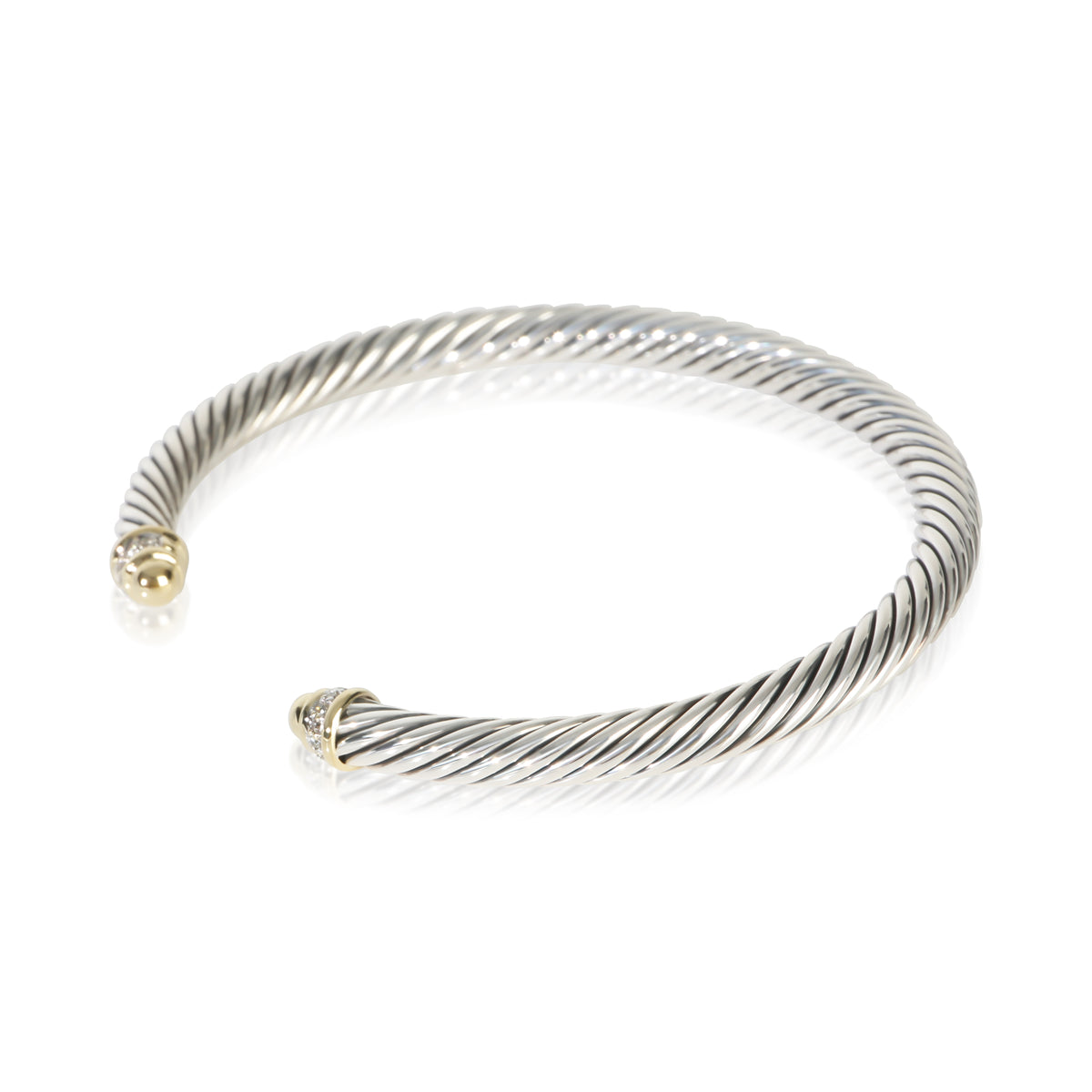 David Yurman Yellow Gold & Sterling Silver Diamond Cable Classic Bracelet 2