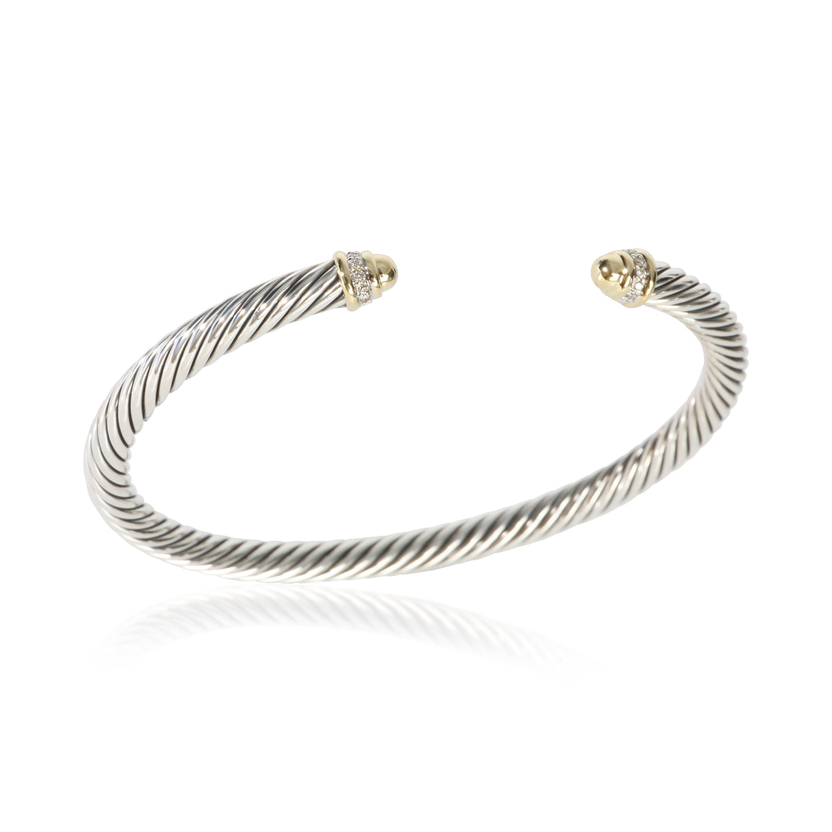 David Yurman Yellow Gold & Sterling Silver Diamond Cable Classic Bracelet 4