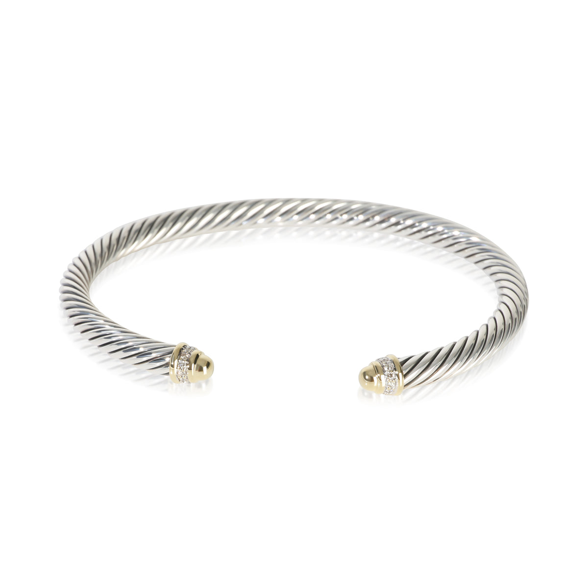 David Yurman Yellow Gold & Sterling Silver Diamond Cable Classic Bracelet fv