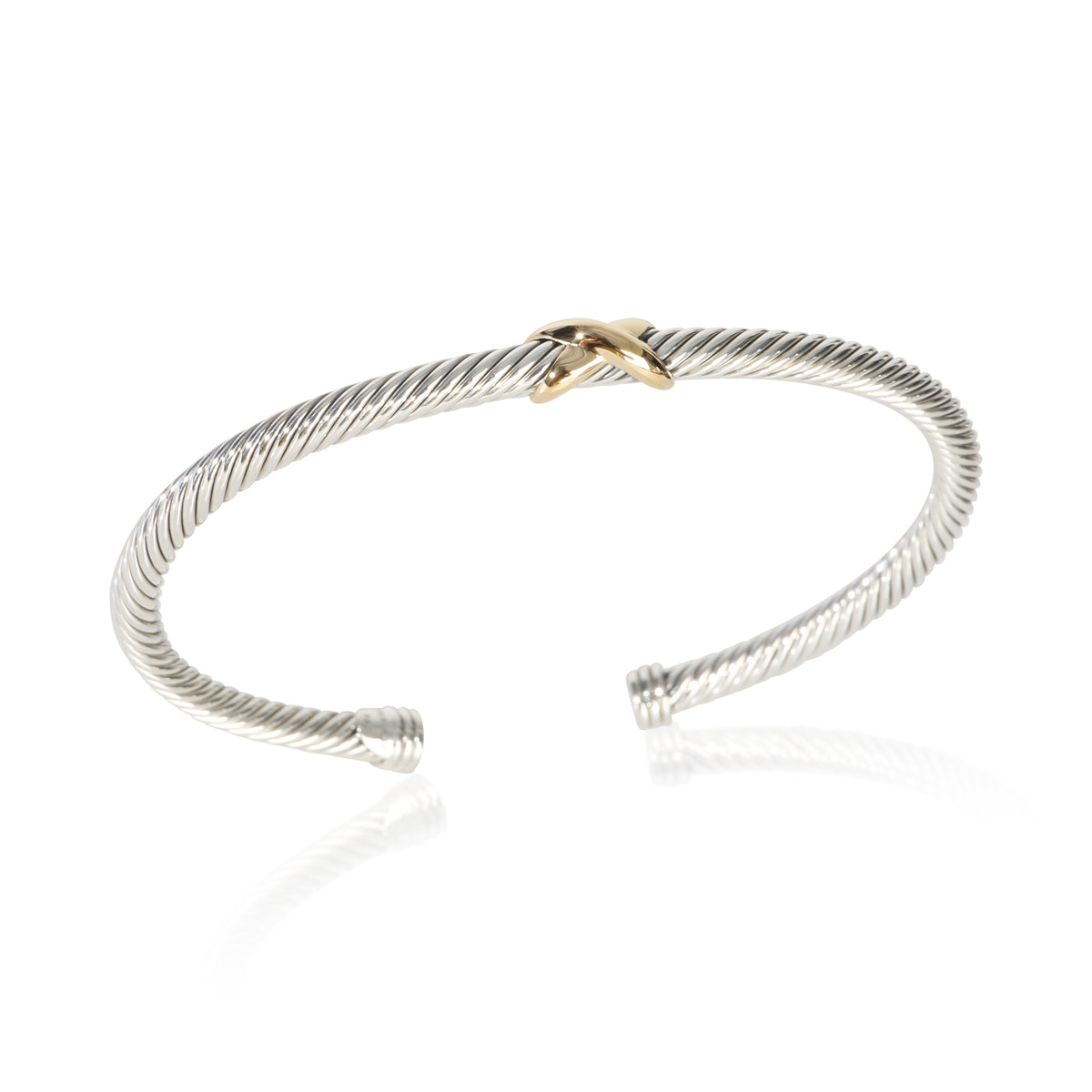 David Yurman Yellow Gold & Sterling Silver  Cable X Bracelet 4