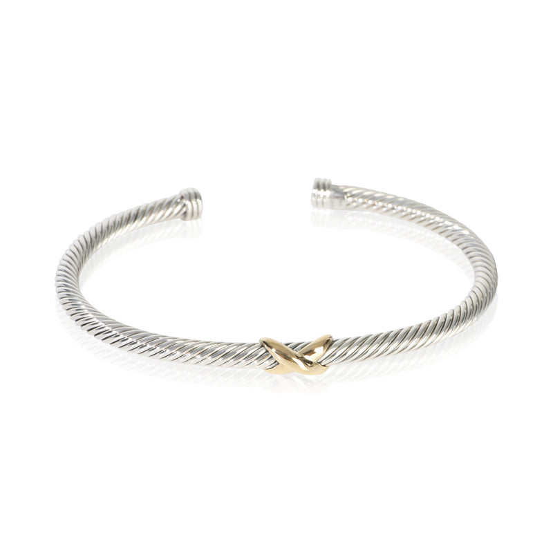 David Yurman Yellow Gold & Sterling Silver  Cable X Bracelet fv