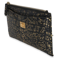 Chanel Black Gold Calfskin Crocodile Embossed Graffiti 2.55 Cocodile Reissue Zip Handbag 2
