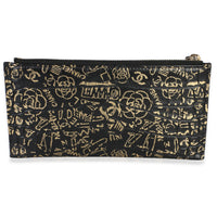 Chanel Black Gold Calfskin Crocodile Embossed Graffiti 2.55 Cocodile Reissue Zip Handbag 4