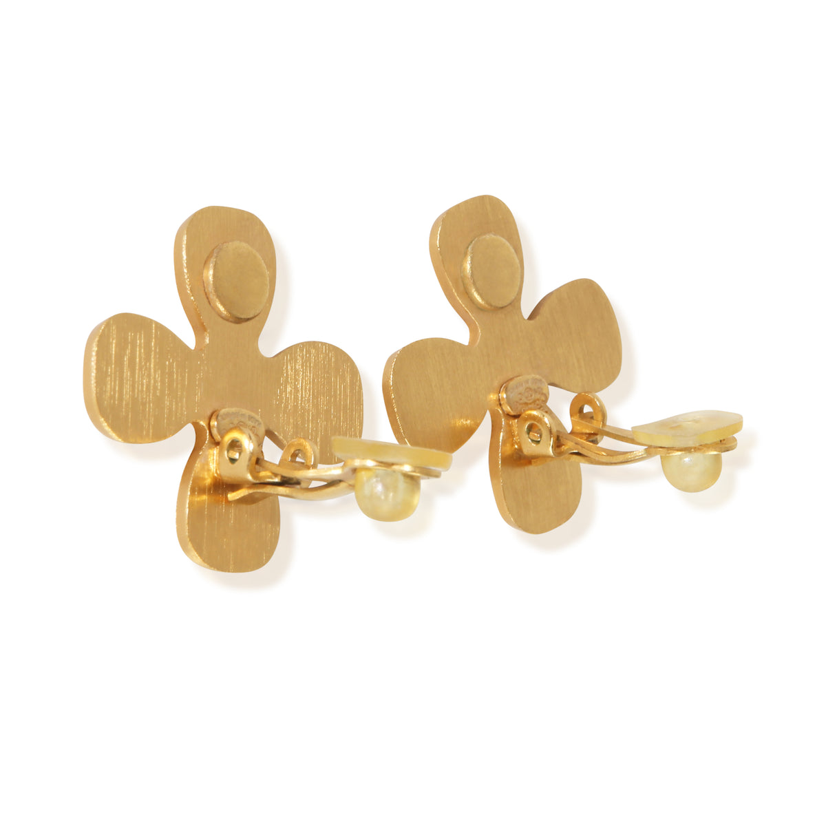 Chanel Gold Plated  2001 Clover Earrings 3