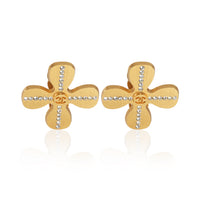 Chanel Gold Plated  2001 Clover Earrings fv