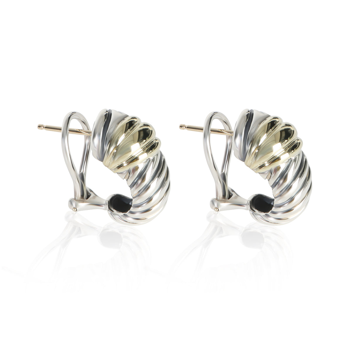 David Yurman Yellow Gold & Sterling Silver  Shrimp Earrings 2
