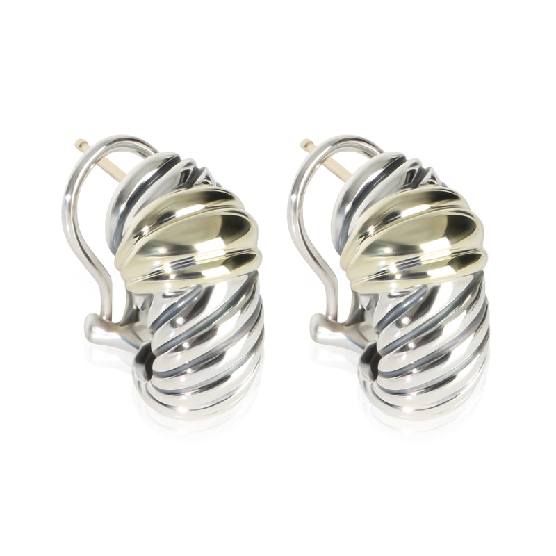 David Yurman Yellow Gold & Sterling Silver  Shrimp Earrings fv