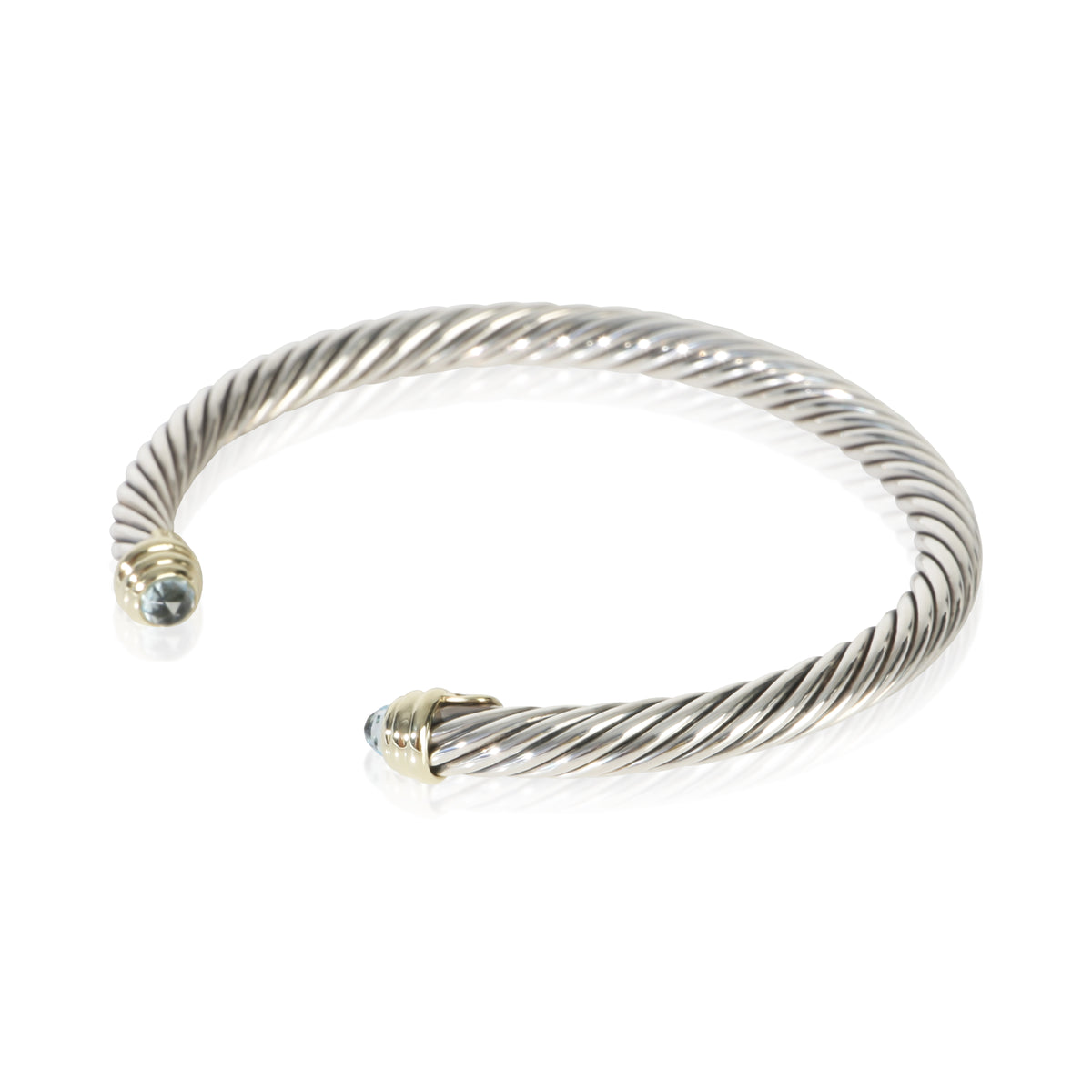 David Yurman Yellow Gold & Sterling Silver Topaz Cable Classic Bracelet 2