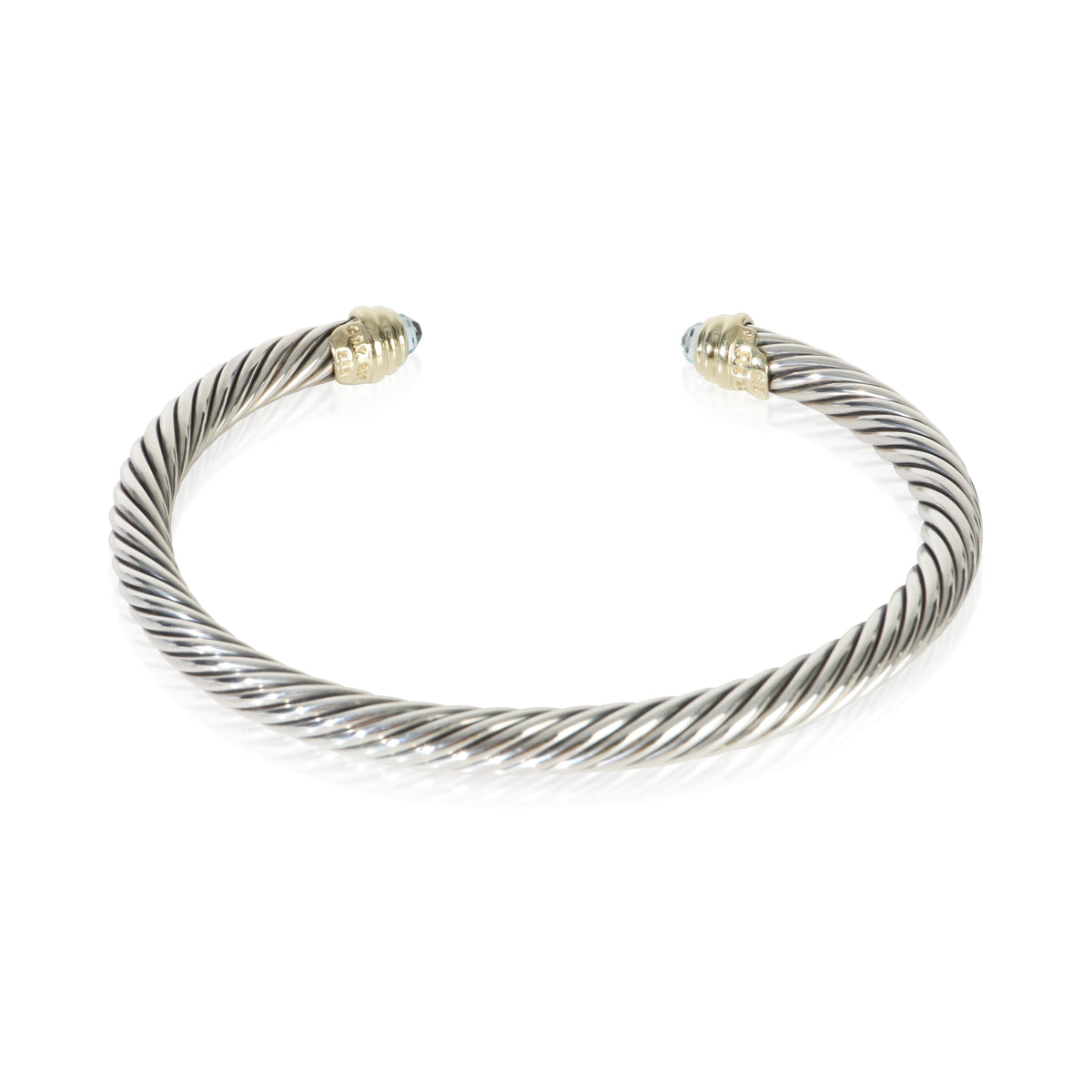 David Yurman Yellow Gold & Sterling Silver Topaz Cable Classic Bracelet 3