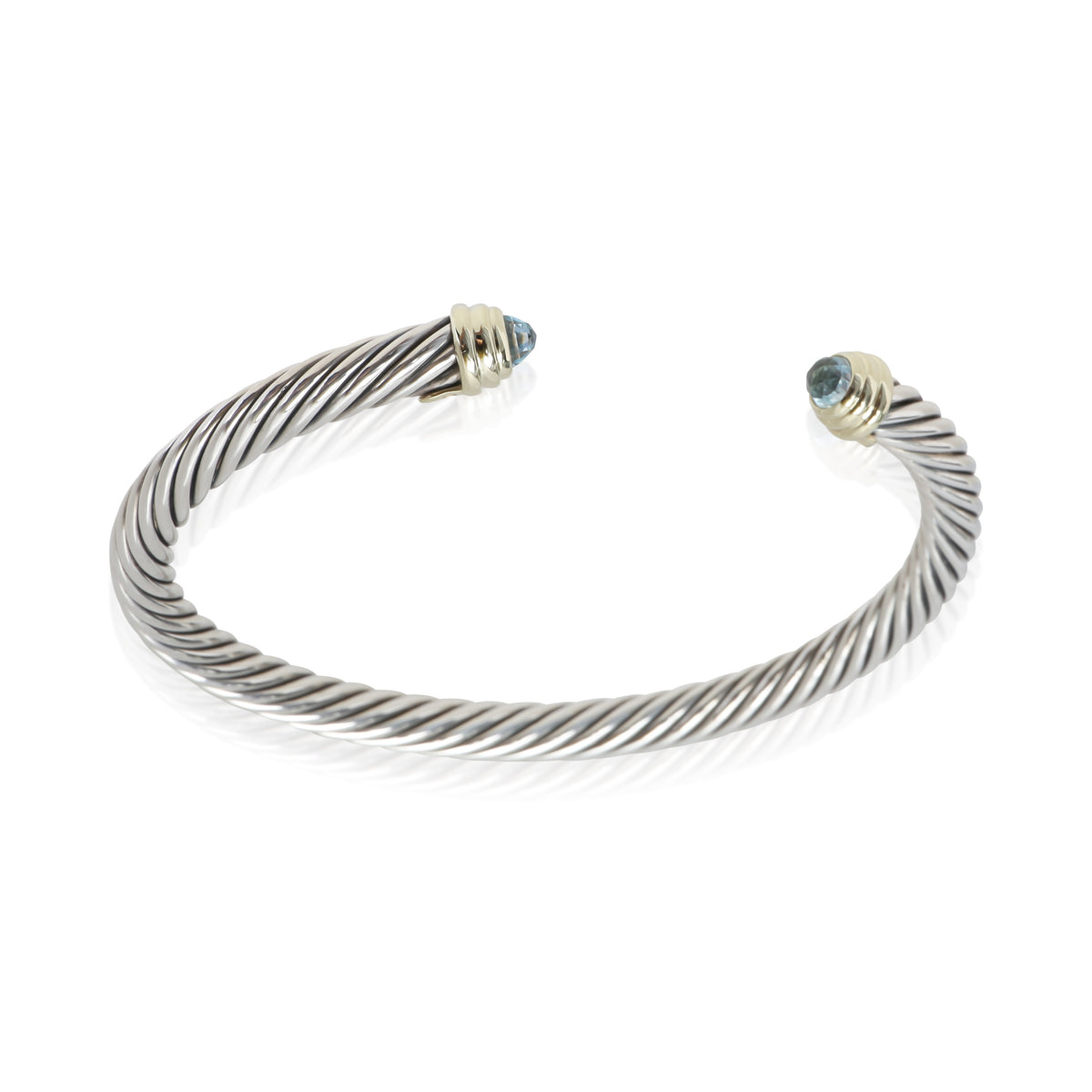 David Yurman Yellow Gold & Sterling Silver Topaz Cable Classic Bracelet 4