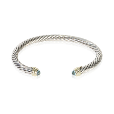 David Yurman Yellow Gold & Sterling Silver Topaz Cable Classic Bracelet fv