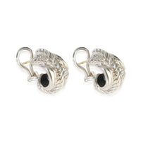 David Yurman Sterling Silver Diamond Crossover Hoop Earrings 2