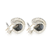 David Yurman Sterling Silver Diamond Crossover Hoop Earrings 3